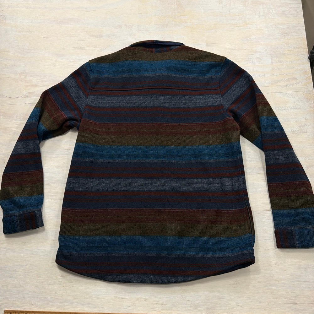 L.L.Bean Shirt Jacket Slightly Fitted XL Tall Striped Fleece Snap Blue Mens - Picture 7 of 9